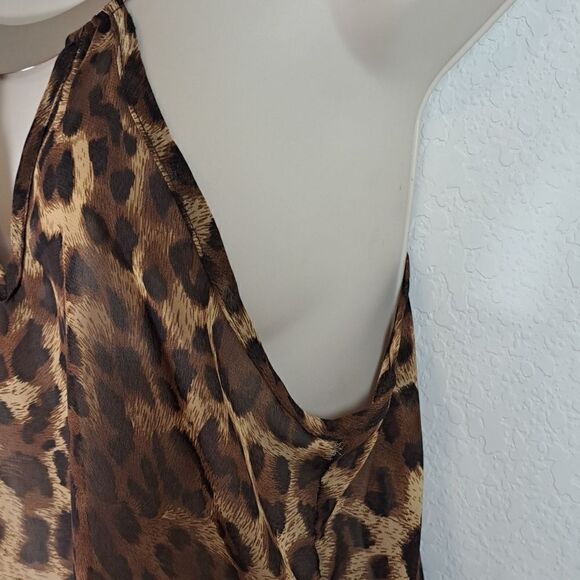 A’gaci Women’s Tank Top Size Med Iconic Y2K Leopard Halter Neck Gold Metal Bar - Picture 3 of 10